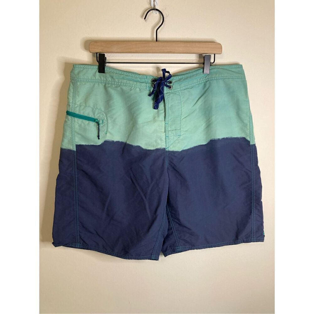 Patagonia Mens 38 Swimsuit Swim Trunks Blue Green *Slight Fade